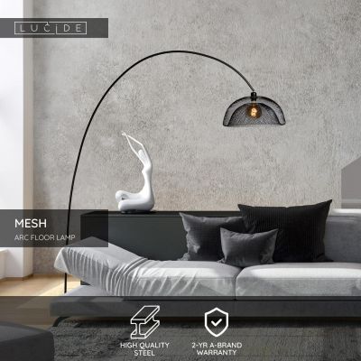 Lucide MESH - Stojacia lampa - 1xE27 - Čierna